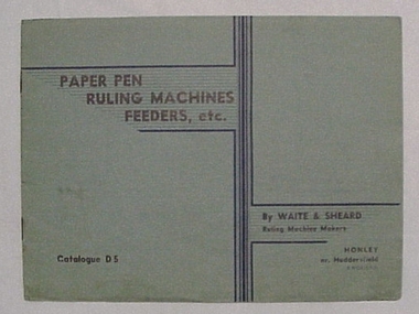 Catalogue, Paper pen ruling machines feeders etc. Catalogue D5