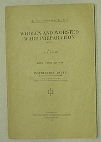 Book, Instruction Paper No.485B: Woolen and Worsted Warp Preparation part 2, 1st Ed
