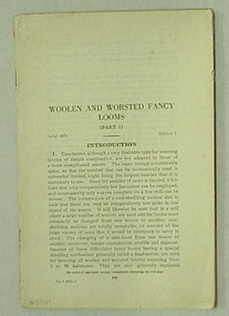 Book, Instruction Paper No.487A: Woolen and worsted fancy looms, part 1, 1st ed