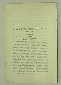Book, Instruction Paper No.487A: Woolen and worsted fancy looms, part 1, 1st ed
