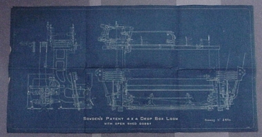 Blueprint, Sowden's Patent 4x4 Drop Box Loom with open shed dobby