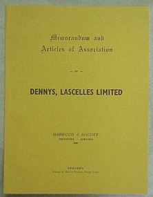 Book, Memorandum and Articles of Association of Dennys, Lascelles Limited