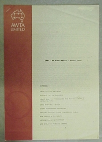 Newsletter, AWTA Ltd Newsletter - April 1986