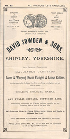 Catalogue, Loom and warping beam flanges