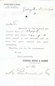 Document - Letter, Strachan, Murray and Shannon Ltd, 24 Dec 1901