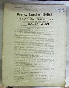 Catalogue, No. 7 Dennys, Lascelles Limited will offer by auction onThursday, 12th February, 1931