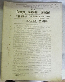 Catalogue, No. 3 Dennys, Lascelles Limited will offer by auction on Thursday, 17 November, 1932