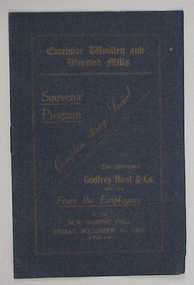 Program, Excelsior Woollen and Worsted Mills: Souvenir Program 1920