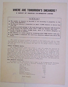Pamphlet, Where are tomorrow's shearers?