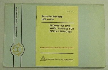 Booklet, Code of Practice for Security of Wool Samples for Display Purposes: AS1809-1976