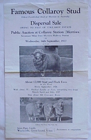 Brochure, Famous Collaroy Stud, Dispersal Sale