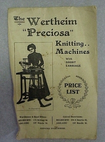 Pamphlet, The Wertheim "Preciosa" Knitting Machines with Short Carriage Price List