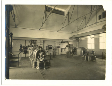 Photograph, [Electricity generators in boilerhouse]