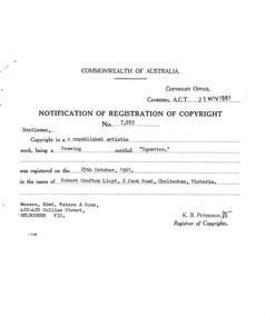 Certificate, Notification of Registration of Copyright