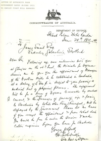 Photocopy, Letter of authority ..1911