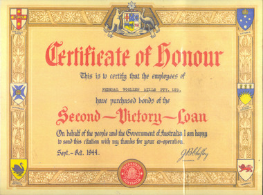 Photocopy, Certificate of honour - Second - Victory - Loan