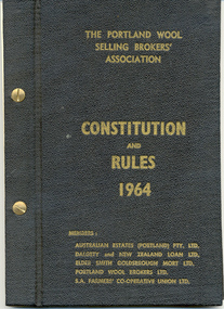 Book, The Portland Wool Selling Brokers' Association: Constitution and Rules, 1964