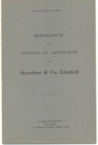 Booklet, Memorandum and Articles of Association of Strachan & Co Limited, [1955]