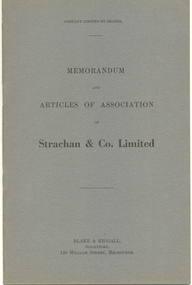 Booklet, Memorandum and Articles of Association of Strachan & Co Limited, [1955]