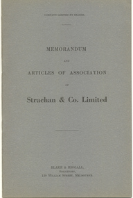 Booklet, Memorandum and Articles of Association of Strachan & Co Limited, [1955]