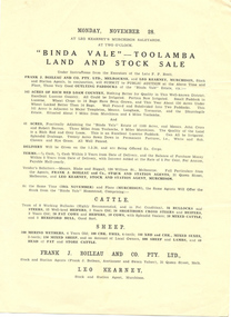 Brochure, "Binda Vale" Toolamba land and stock sale