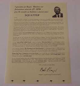 Sheet, Instruction, Information for users, retailers and salespersons about the CD ROM - from the inventor of Australia's famous game