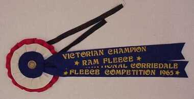 Rosette, Victorian Champion Ram Fleece: International Corriedale Competition 1965