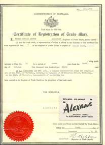 Certificate, Certificate of Registration of Trade Mark