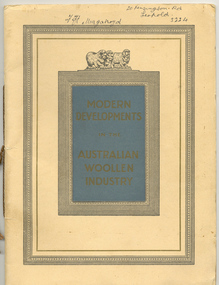 Book, Modern Developments in the Australian Wool Industry