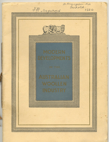 Book, Modern Developments in the Australian Wool Industry