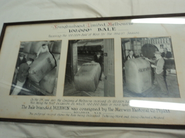 Younghusband Limited Melbourne 100,000th Bale Pictorial, Younghusband Limited Melbourne 100,000th Bale- Receiving the 100,00th Bale of Wool for the 1956-57 season