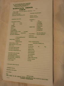 Wool Order Form, Younghusband Woolpack Order Form