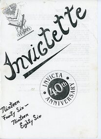 Pamphlet - Newsletter, Invictette - Invicta's 40th Anniversary, 1986