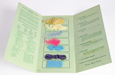 Archive - Wool sample card, Onkaparinga Woollen Mill Company, 1950s