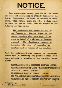 Poster, Notice, 1914