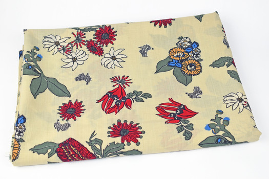 cream fabric with native botanical print