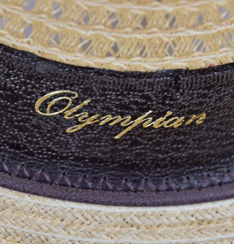 detail of gold inscription on black leather