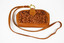 front view of brown textured bag with strap 