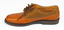 inside view of tan shoe with brown lace