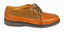 side view of tan shoe with brown lace
