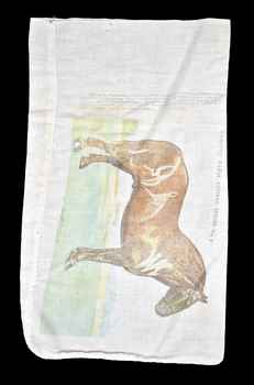 front of calico bag showing graphic of a brown horse standing in profile