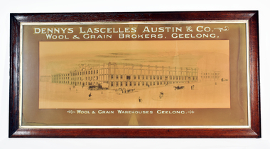 illustration of a building in a brown frame