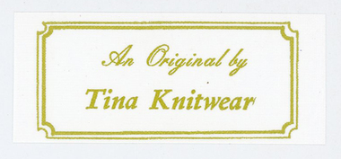 Document - Label, Tina Knitwear, 1980-2000