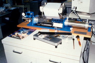 Photograph - Slide, Stuart Ascough, Tops Used in Laboratory, 1990s