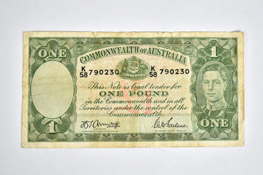 Currency - One Pound Note, John Ash, 1938 - 1948