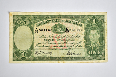 Currency - One Pound Note, John Ash, 1938 - 1948