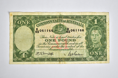 Currency - One Pound Note, John Ash, 1938 - 1948