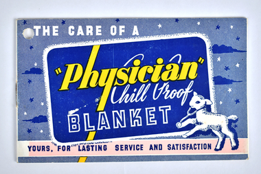 Booklet - The Care of a Physician Blanket, Collins Bros Mill Pty Ltd