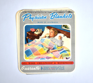 Ephemera - Physician Blankets Label, Collins Bros Mill Pty Ltd
