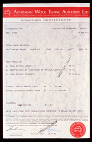 Photograph - Slide, Stuart Ascough, Combined Certificate, Australian Wool Testing Authority Ltd, 1990s
